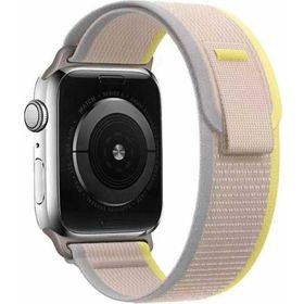 CoverZone Apple Watch 4 Uyumlu 42-44 mm Beyaz Sarı Kayış Hasır Örgülü First Color Efflorecence Hasır Kordon