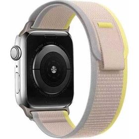 CoverZone Apple Watch 4 Uyumlu 42-44 mm Beyaz Sarı Kayış Hasır Örgülü First Color Efflorecence Hasır Kordon