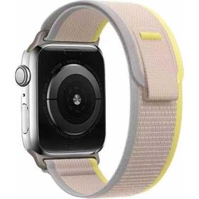 CoverZone Apple Watch 4 Uyumlu 42-44 mm Beyaz Sarı Kayış Hasır Örgülü First Color Efflorecence Hasır Kordon