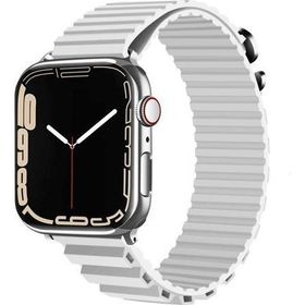 CoverZone Apple Watch 4 Uyumlu 42-44 mm Parçalı Çizgili Tasarım Denouement Kayış Beyaz Kordon