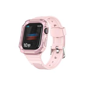 CoverZone Apple Watch 4 Uyumlu Double Protect 42-44 mm Firmino Antishock Pembe Kordon