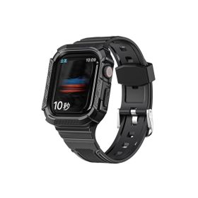 CoverZone Apple Watch 4 Uyumlu Double Protect 42-44 mm Firmino Antishock Siyah Kordon