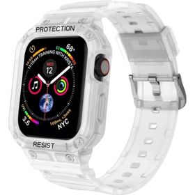 CoverZone Apple Watch 4 Uyumlu Double Protect 42-44 mm Gnabry Antishock Şeffaf Kordon