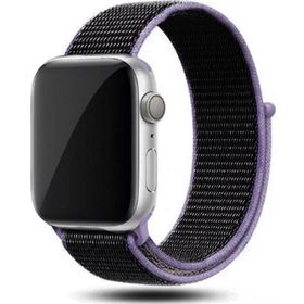 CoverZone Apple Watch 42 mm Bilekli Kumaş Kayış Mor Kordon