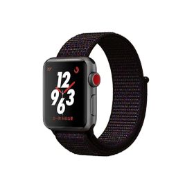 CoverZone Apple Watch 42 mm Bilekli Kumaş Kayış Noktalı Siyah Kordon