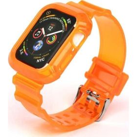 CoverZone Apple Watch 42 mm Serrated Silikon Turuncu Kordon