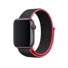 CoverZone Apple Watch 42 mm Uyumlu Frambuaz-Siyah Spor Loop Kordon