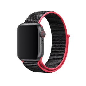 CoverZone Apple Watch 42 mm Uyumlu Frambuaz-Siyah Spor Loop Kordon