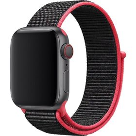 CoverZone Apple Watch 42 mm Uyumlu Frambuaz-Siyah Spor Loop Kordon