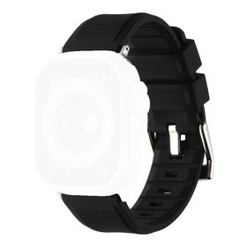 CoverZone Apple Watch 44 mm Kauçuk Spor Esnek Metal Tokalı Glamour Black Kordon
