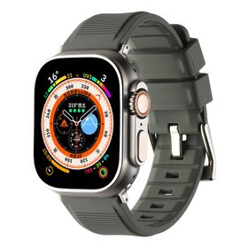 CoverZone Apple Watch 44 mm Kauçuk Spor Esnek Metal Tokalı Glamour Dark Gray Kordon