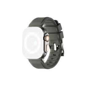 CoverZone Apple Watch 44 mm Kauçuk Spor Esnek Metal Tokalı Glamour Dark Gray Kordon