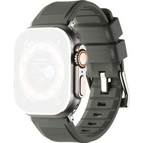 CoverZone Apple Watch 44 mm Kauçuk Spor Esnek Metal Tokalı Glamour Dark Gray Kordon