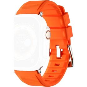 CoverZone Apple Watch 44 mm Kauçuk Spor Esnek Metal Tokalı Glamour Orange Kordon