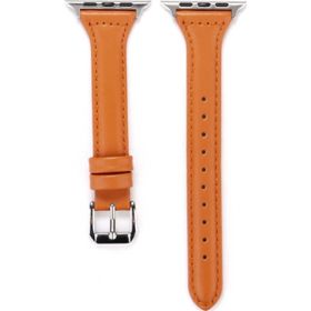CoverZone Apple Watch 44 mm Metal Tokalı Deri Kahverengi Kordon