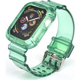 CoverZone Apple Watch 44 mm Serrated Silikon Yeşil Kordon