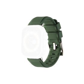 CoverZone Apple Watch 45 mm Kauçuk Spor Esnek Metal Tokalı Glamour Army Green Kordon