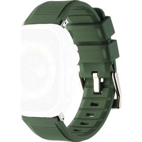 CoverZone Apple Watch 45 mm Kauçuk Spor Esnek Metal Tokalı Glamour Army Green Kordon