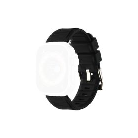 CoverZone Apple Watch 45 mm Kauçuk Spor Esnek Metal Tokalı Glamour Black Kordon