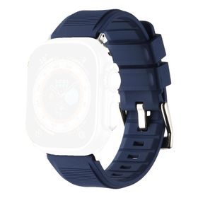 CoverZone Apple Watch 45 mm Kauçuk Spor Esnek Metal Tokalı Glamour Dark Blue Kordon