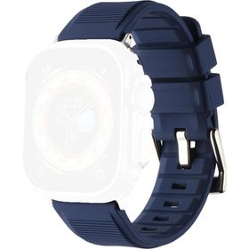 CoverZone Apple Watch 45 mm Kauçuk Spor Esnek Metal Tokalı Glamour Dark Blue Kordon