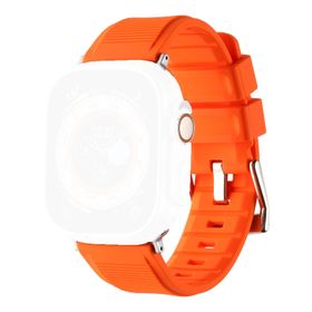CoverZone Apple Watch 45 mm Kauçuk Spor Esnek Metal Tokalı Glamour Orange Kordon