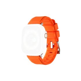 CoverZone Apple Watch 45 mm Kauçuk Spor Esnek Metal Tokalı Glamour Orange Kordon