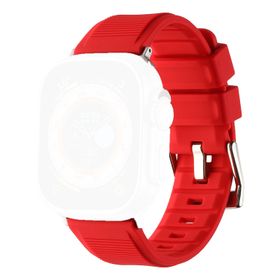 CoverZone Apple Watch 45 mm Kauçuk Spor Esnek Metal Tokalı Glamour Red Kordon