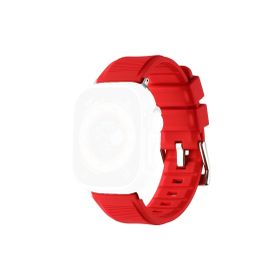 CoverZone Apple Watch 45 mm Kauçuk Spor Esnek Metal Tokalı Glamour Red Kordon
