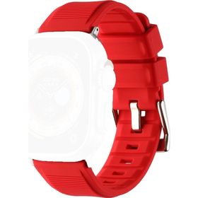 CoverZone Apple Watch 45 mm Kauçuk Spor Esnek Metal Tokalı Glamour Red Kordon