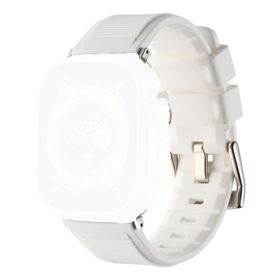 CoverZone Apple Watch 45 mm Kauçuk Spor Esnek Metal Tokalı Glamour White Kordon