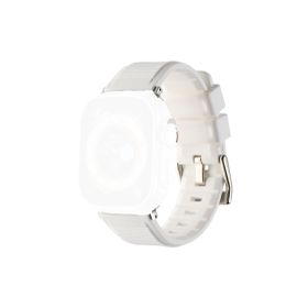 CoverZone Apple Watch 45 mm Kauçuk Spor Esnek Metal Tokalı Glamour White Kordon