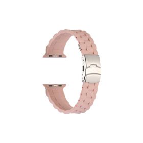 CoverZone Apple Watch 5 38-40 mm Uyumlu Metal Toka Delikli Panoply Silikon Pembe Kordon