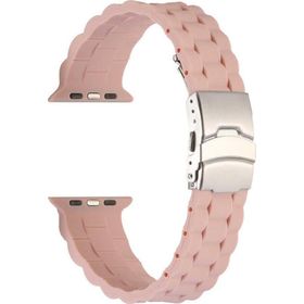 CoverZone Apple Watch 5 38-40 mm Uyumlu Metal Toka Delikli Panoply Silikon Pembe Kordon