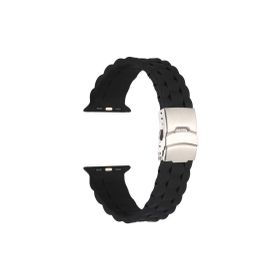 CoverZone Apple Watch 5 38-40 mm Uyumlu Metal Toka Delikli Panoply Silikon Siyah Kordon