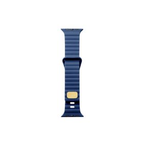 CoverZone Apple Watch 5 38-40 mm Uyumlu Metal Toka Lacivert Strip Kabartmalı Kordon