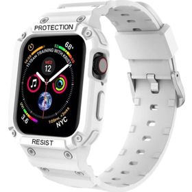 CoverZone Apple Watch 5 42-44 mm Uyumlu Double Protect Gnabry Beyaz Kordon