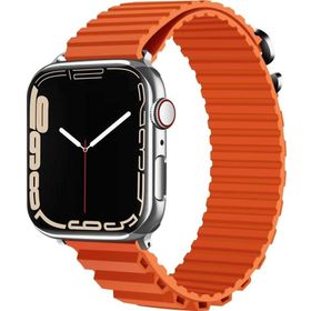 CoverZone Apple Watch 5 42-44 mm Uyumlu Parçalı Çizgili Denouement Turuncu Kordon