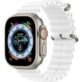 CoverZone Apple Watch 5 Uyumlu Okyanus Quintessential 38-40 mm Kabartmalı Metal Tokalı Beyaz Kordon