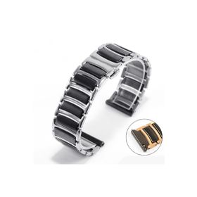 CoverZone Apple Watch 5 Uyumlu Paslanmaz Seramik 45 mm Denouement Metal Siyah Gümüş Kordon