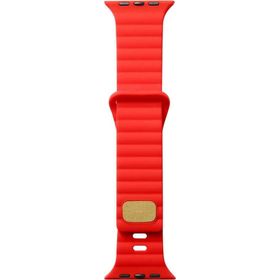 CoverZone Apple Watch 6 Uyumlu Metal Toka Tasarımlı 38-40 mm Strip Kabartmalı Kırmızı Kordon