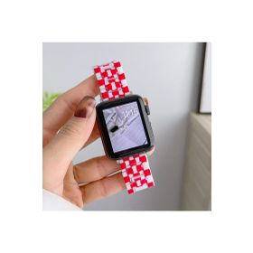 CoverZone Apple Watch 6 Uyumlu Metal Toka Tasarımlı 42-44 mm Double Color Desenli Kırmızı Beyaz Kordon