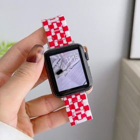 CoverZone Apple Watch 6 Uyumlu Metal Toka Tasarımlı 42-44 mm Double Color Desenli Kırmızı Beyaz Kordon