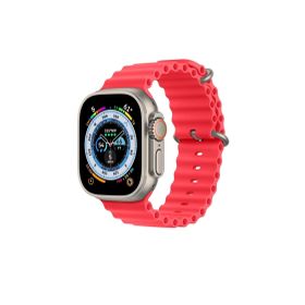 CoverZone Apple Watch 6 Uyumlu Okyanus Quintessential 38-40 mm Kabartmalı Metal Tokalı Kırmızı Kordon