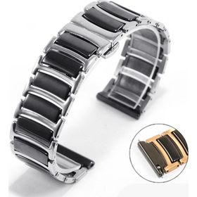 CoverZone Apple Watch 6 Uyumlu Paslanmaz Seramik 42-44 mm Denouement Metal Siyah Gümüş Kordon