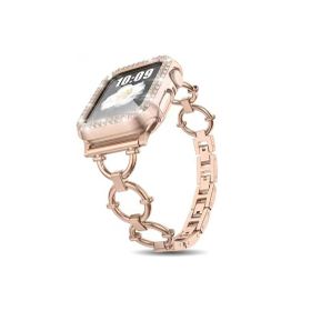 CoverZone Apple Watch 7 41 mm Dias Metal Halkalı Tasarım Rose Gold Kordon
