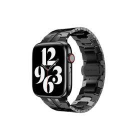 CoverZone Apple Watch 7 45 mm Uyumlu Mahrez Metal Siyah Kordon