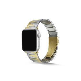 CoverZone Apple Watch 7 45 mm Uyumlu Z Type Model Metal Gümüş Gold Kordon