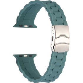 CoverZone Apple Watch 7 Açık Yeşil 45 mm İle Uyumlu Metal Toka Delikli Ayarlanabilir Panoply Silikon Kordon