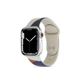CoverZone Apple Watch 7 Blue Pink 45 mm ile Uyumlu Foden Renkli Desenli Kordon